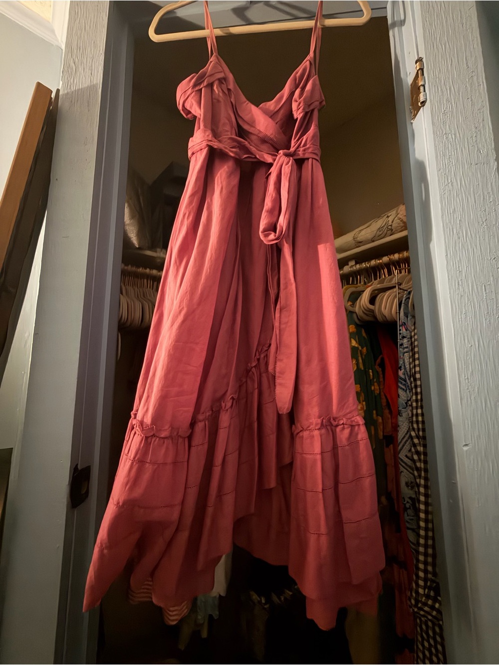 Diane Von Furstenberg Dusty Rose Spaghetti Strap High-Low Dress